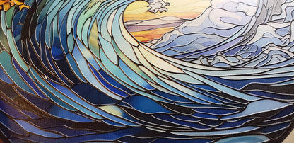 Japanese Bay: Stained Glass Style Window Hanging