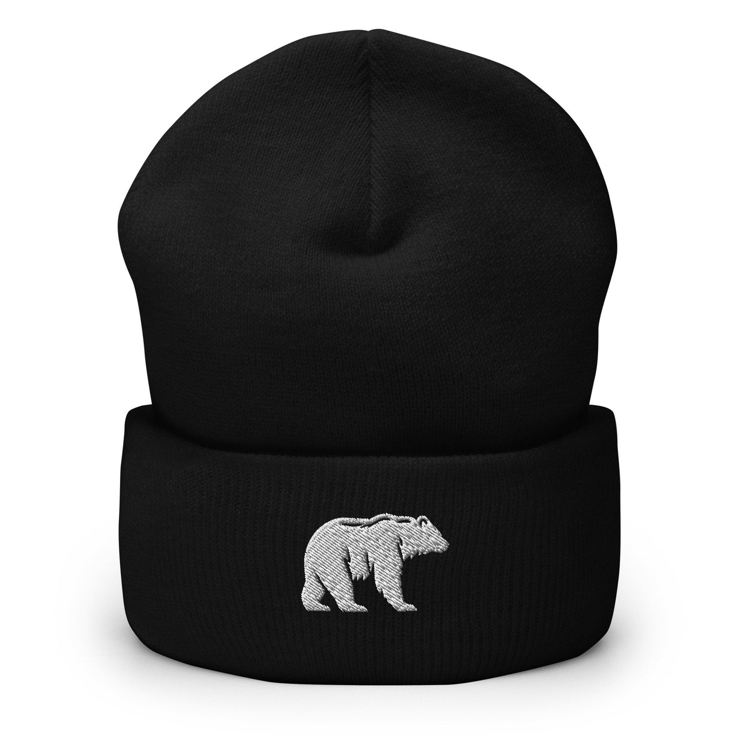 Embroidered Polar Bear Beanie, White Bear Walking Toque, Nature Inspired Woolly Hat