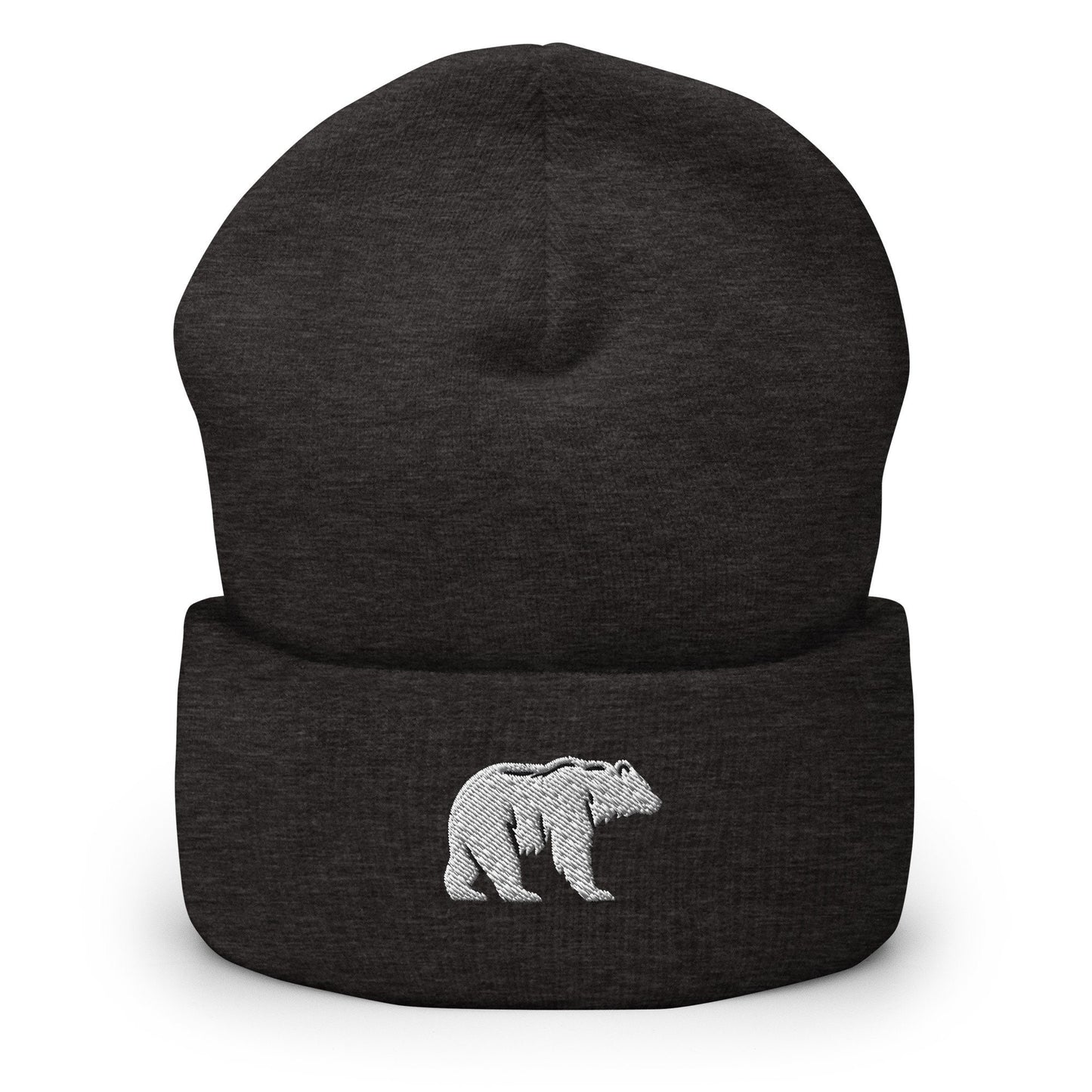 Embroidered Polar Bear Beanie, White Bear Walking Toque, Nature Inspired Woolly Hat