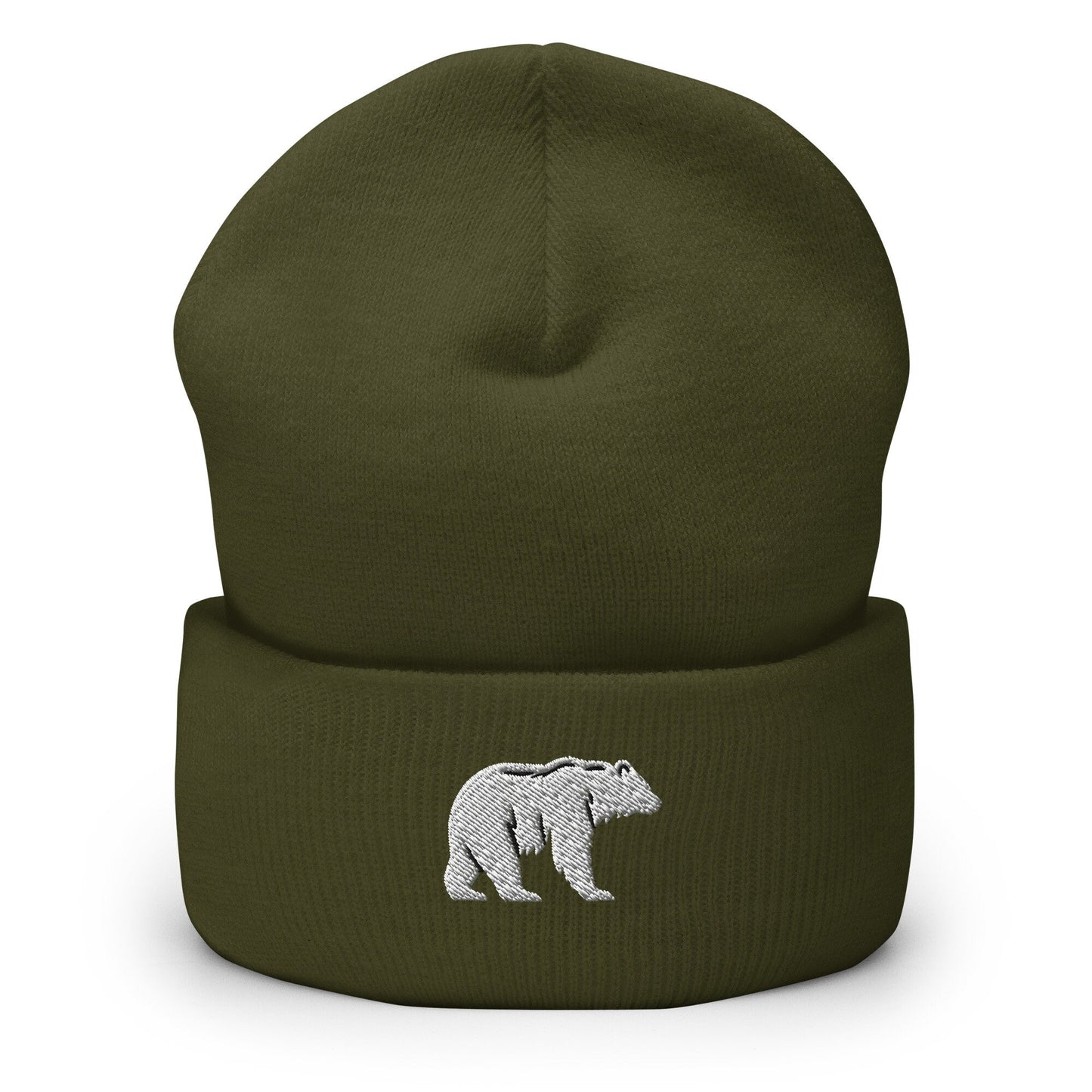 Embroidered Polar Bear Beanie, White Bear Walking Toque, Nature Inspired Woolly Hat
