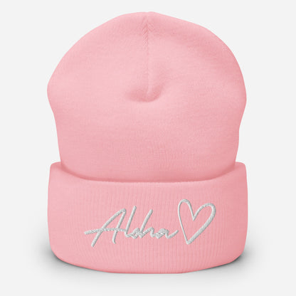 Aloha Love Embroidered Cuffed Beanie Winter Hawaii Aloha Vibes
