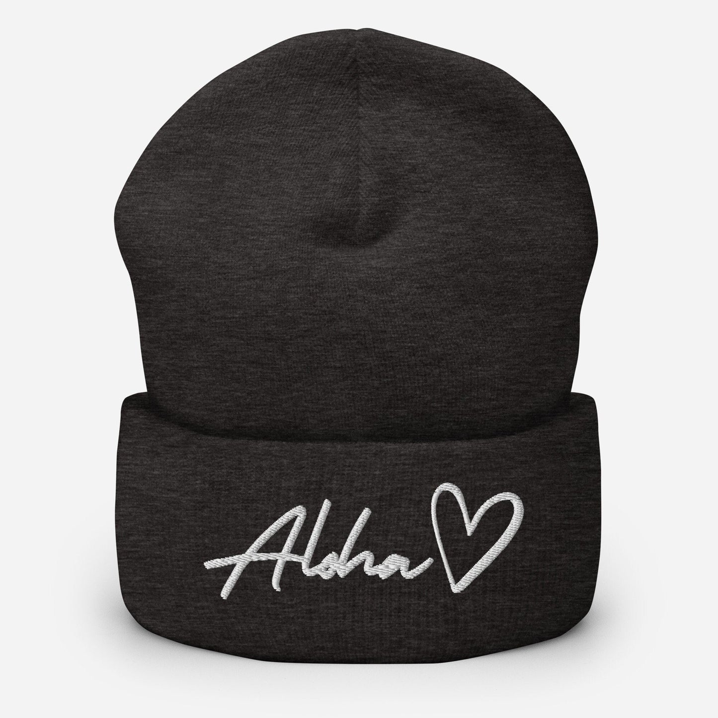 Aloha Love Embroidered Cuffed Beanie Winter Hawaii Aloha Vibes