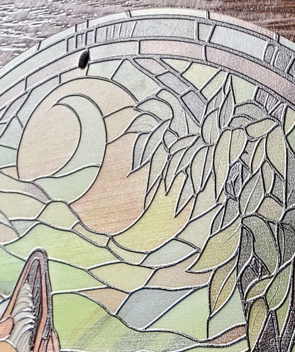 White Unicorn: Stained Glass Style Window Hanging