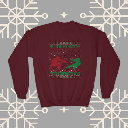 YOUTH Sliding Home for Christmas, Kids Baseball Christmas , Ugly Christmas , Funny Baseball Sweatshirt, Christmas