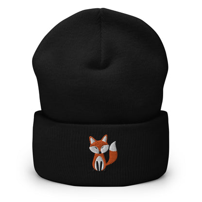Embroidered Fox Beanie, Winter Warm Unisex Beanie Hat, Animal Lover Toque, Fox Lovers Gift Idea, Fox Beanie Hat for Kids or Adults