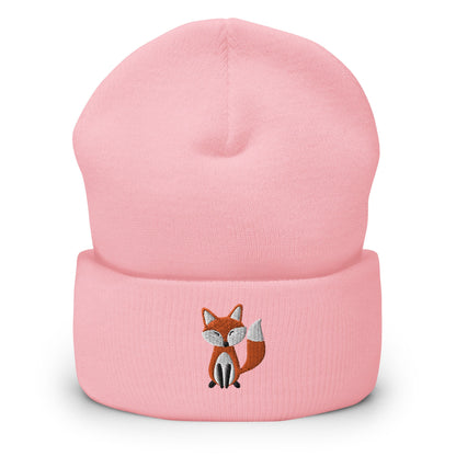 Embroidered Fox Beanie, Winter Warm Unisex Beanie Hat, Animal Lover Toque, Fox Lovers Gift Idea, Fox Beanie Hat for Kids or Adults