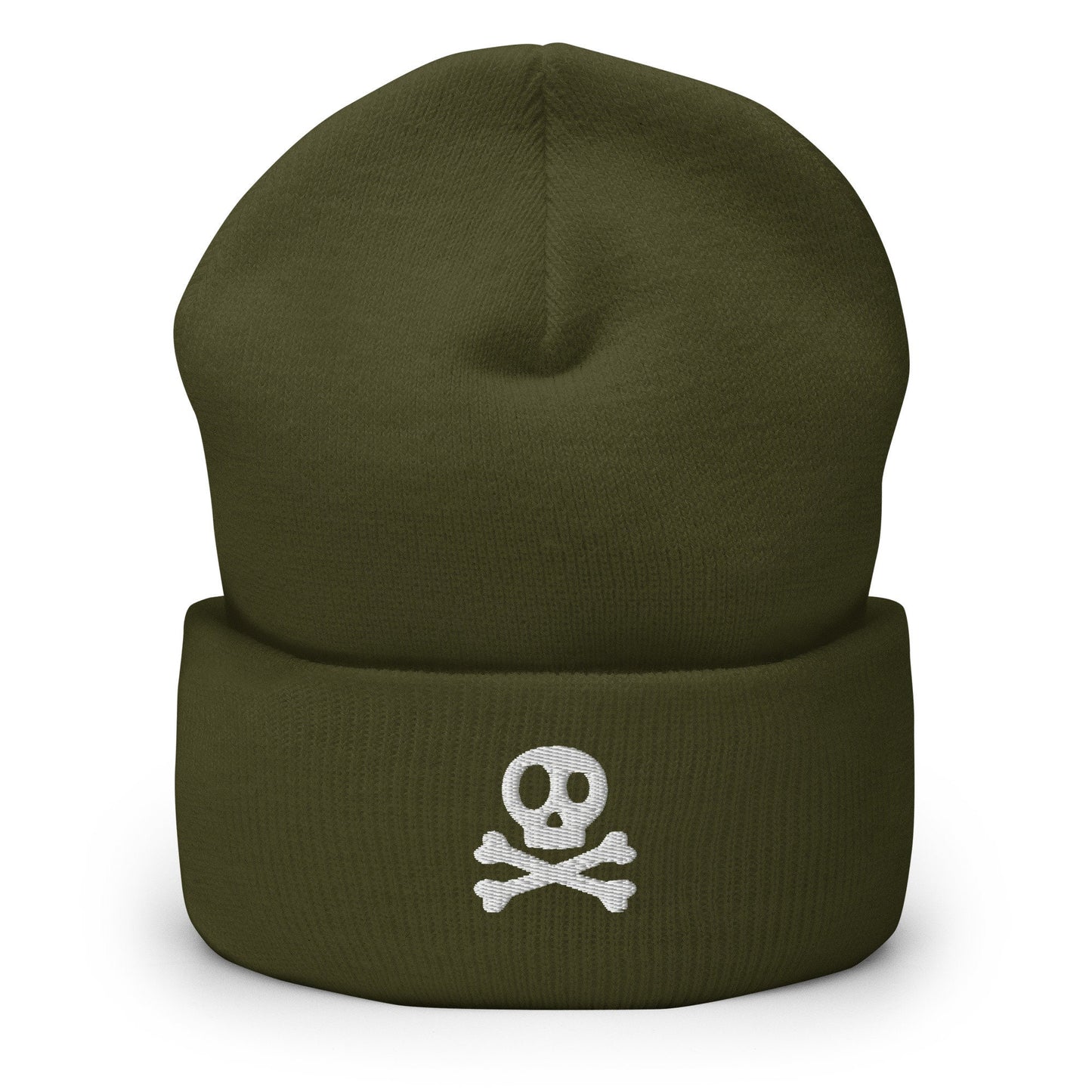 Embroidered Skull Cuffed Beanie, Skull and Crossbones Toque