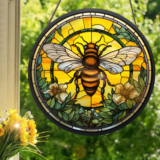 Bumblebee: Stained Glass Style Window Hanging