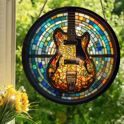Guitar #1: Stained Glass Style Window Hanging