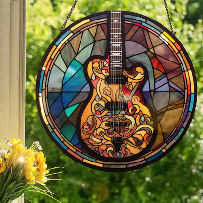 Rock n Roll #2: Stained Glass Style Window Hanging