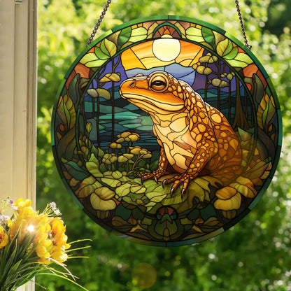 Forest Toad: Stained Glass Style Window Hanging