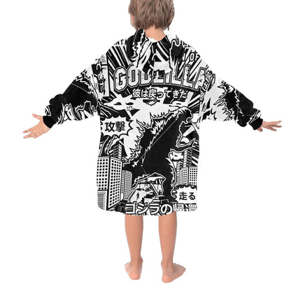 Kids Blanket Hoodie Godzilla Gojira Kaiju