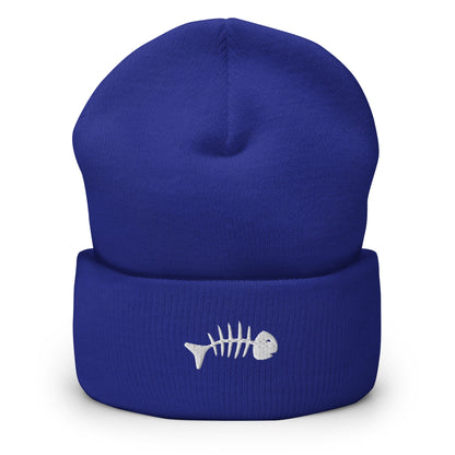 Skeleton Fish Beanie, Dead Fish Logo Skull Cap, Fish Bones Toque, Cool Fish Woolly Hat