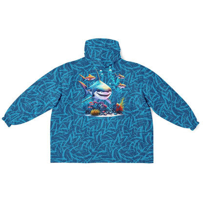 Shark Snuggle Hoodie- Microfiber Hooded Blanket Pullover Great White Shark Swimming For Your Favorite Shark Fan, Ominous Shark Warm Hoodie