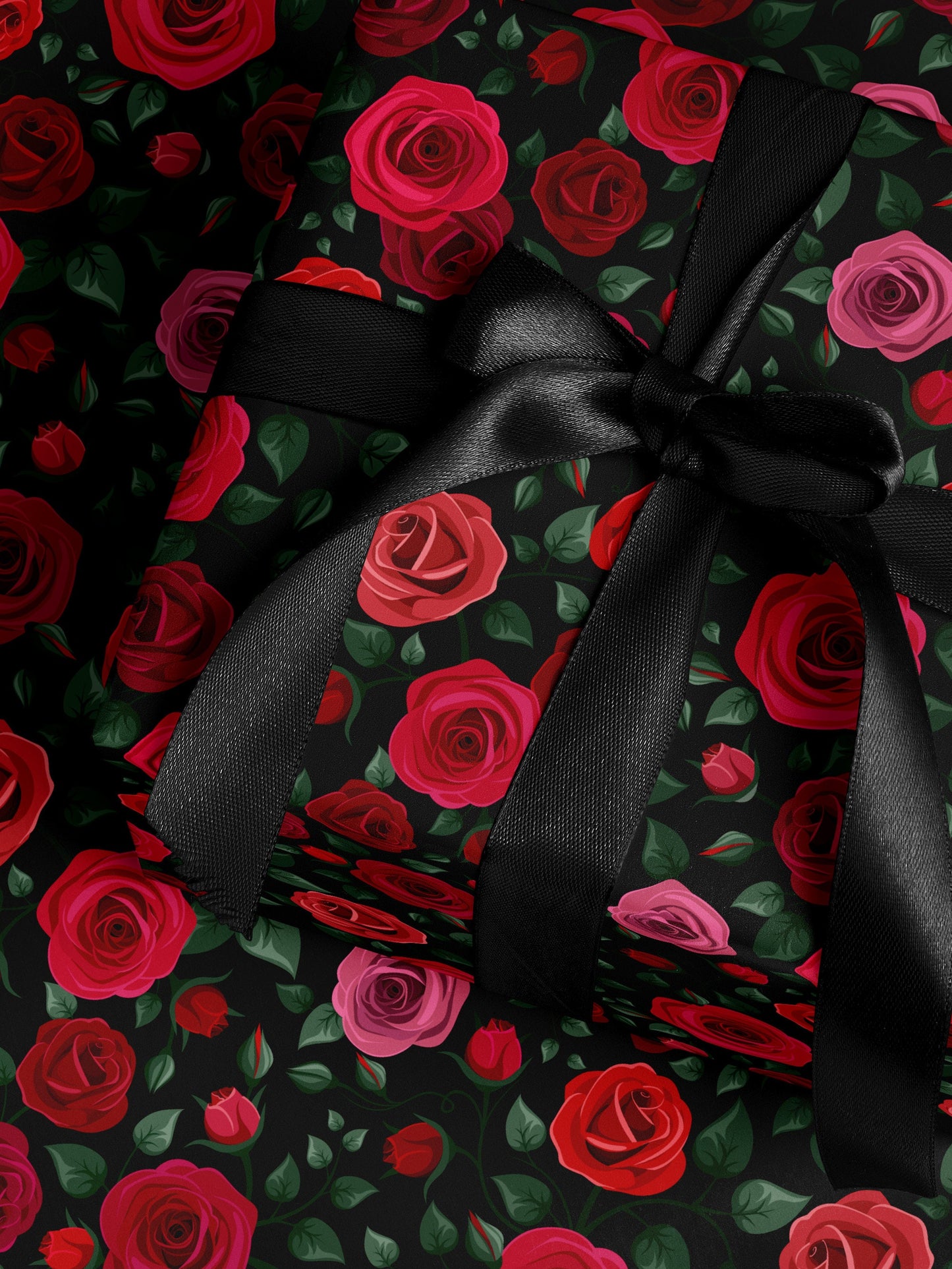 Red Floral Wrapping Paper Rose Gift Wrap Wedding Gift Birthday Present Wrapping Romantic Gift for Her Holiday Wrapping Paper Lovely Design