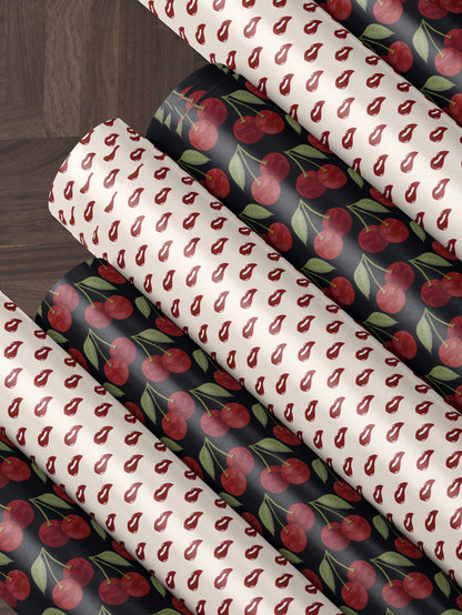 Sexy Wrapping Paper Red Gift Wrap Cherry Wrapping Paper Birthday Gift for Anniversary Gift Wrap Cherry Gift Wrap Romantic Gift Wrap For Her