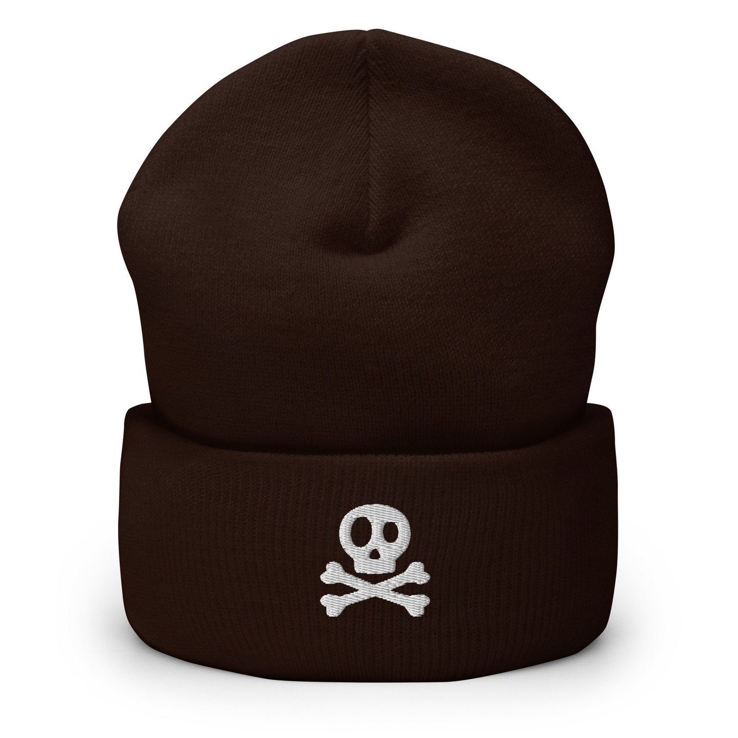 Embroidered Skull Cuffed Beanie, Skull and Crossbones Toque