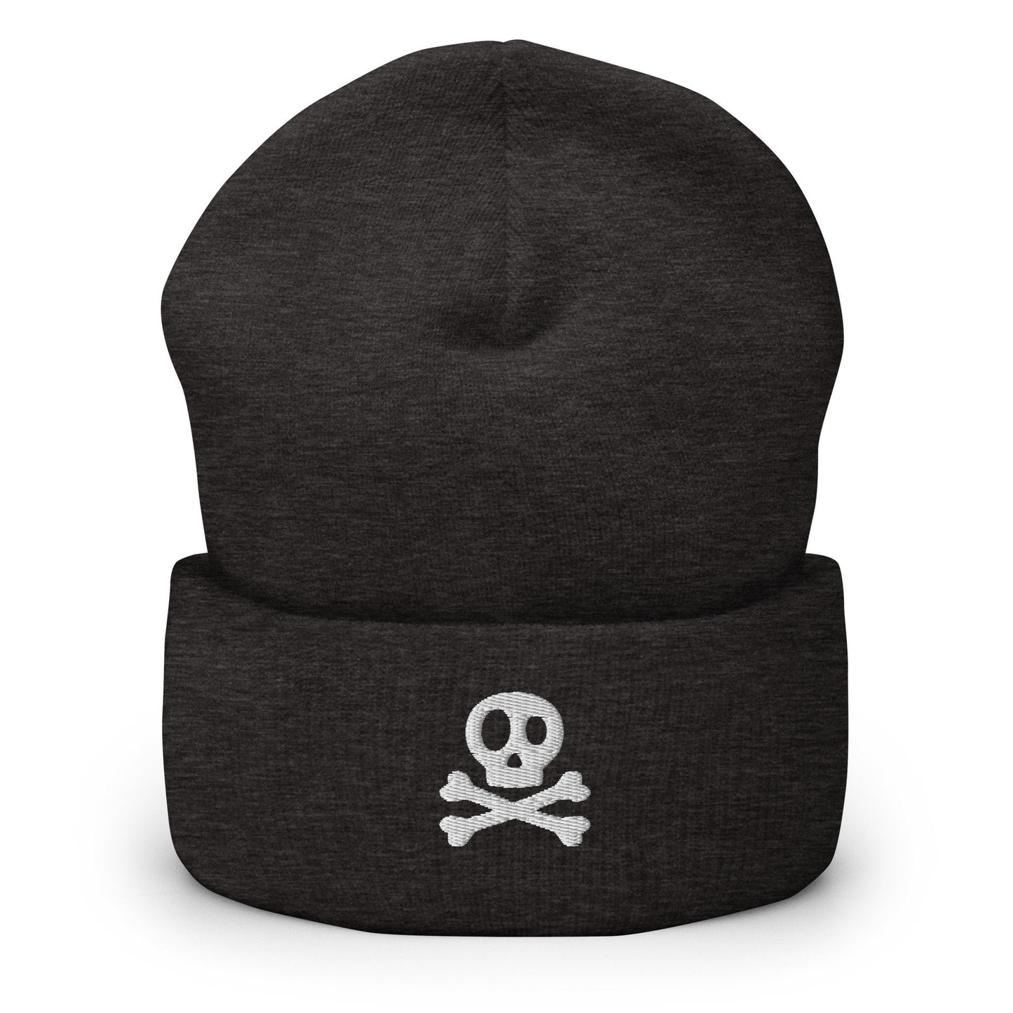 Embroidered Skull Cuffed Beanie, Skull and Crossbones Toque