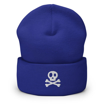 Embroidered Skull Cuffed Beanie, Skull and Crossbones Toque