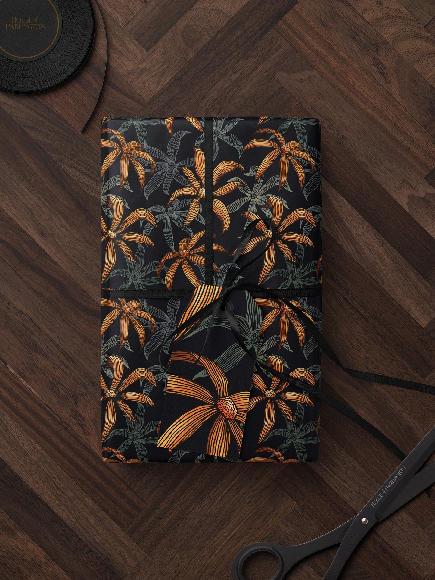 Moody Floral Print Wrapping Paper Birthday Gift Package for Her Elegant Gift Wrap Wedding Packaging Paper Tropical Party Decor Moody Flower