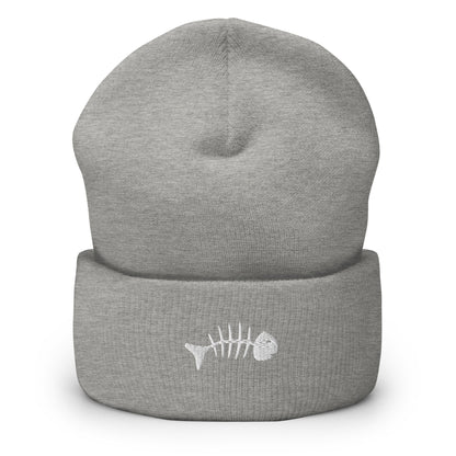 Skeleton Fish Beanie, Dead Fish Logo Skull Cap, Fish Bones Toque, Cool Fish Woolly Hat