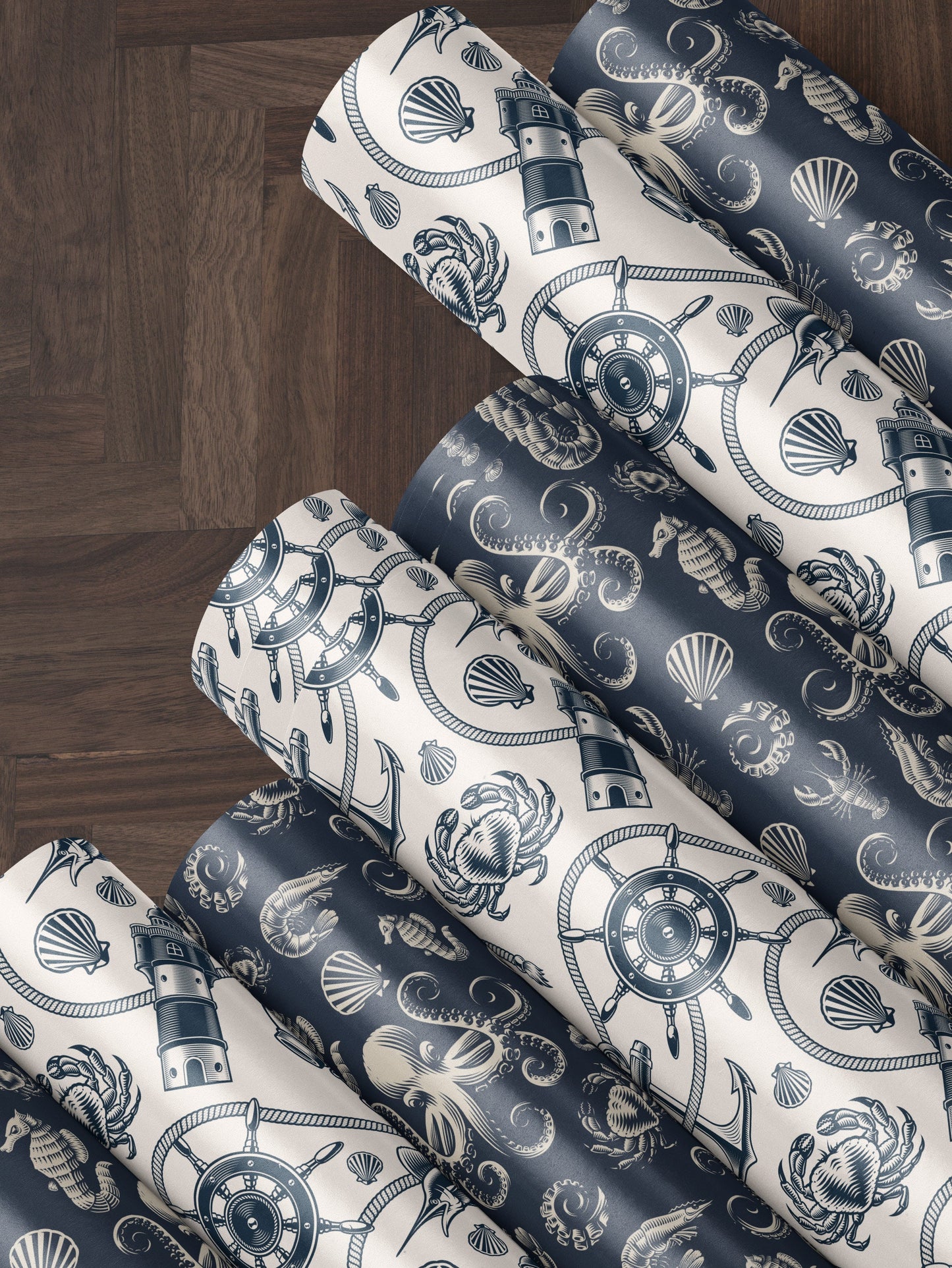 Nautical Wrapping Paper Pattern Wedding Gift Wrapping Paper Nautical Birthday Party Beach Gift Wrap Roll Nautical Theme Baby Shower Gift