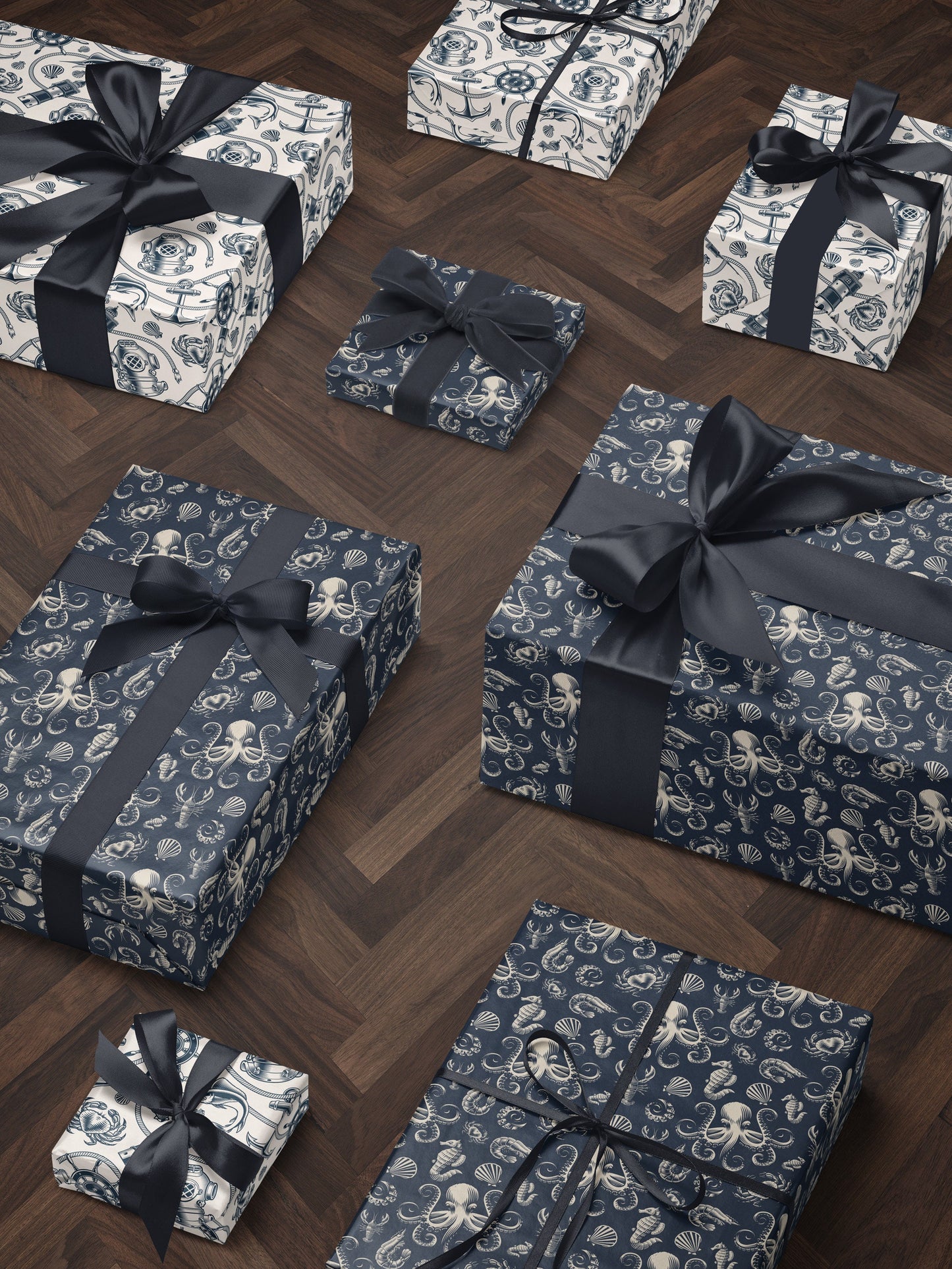 Nautical Wrapping Paper Pattern Wedding Gift Wrapping Paper Nautical Birthday Party Beach Gift Wrap Roll Nautical Theme Baby Shower Gift
