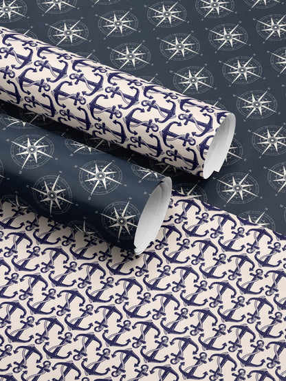 Anchor Gift Wrap Roll Nautical Birthday Party Coast Guard Gift Idea Nautical Wedding Gift US Navy Gift for Men Decoupage Paper Gift Wrap Dad