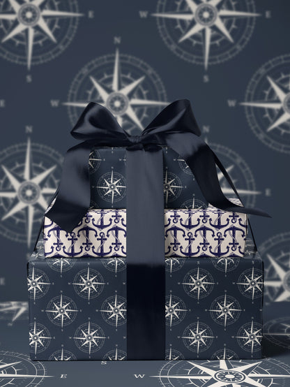 Compass Gift Wrap Compass Design Wrapping Paper Coastal Wedding Gift Idea Nautical Birthday Party Gift Dad from Son Paper Craft for Kid