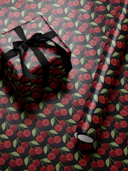 Cherry Wrapping Paper Red Gift Wrap Fruit Birthday Theme Bachelorette Party Idea Romantic Gift for Her Scrapbook Paper Gift Package for Her