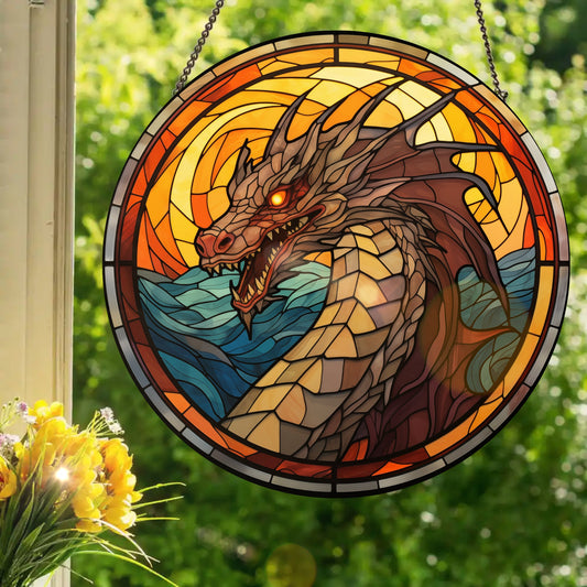 Sea Dragon: Stained Glass Style Window Hanging