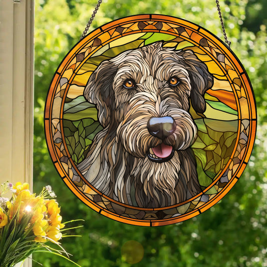 Irish Wolfhound: Stained Glass Style Window Hanging