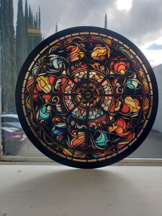 Abstract Floral: Stained Glass Style Window Hanging