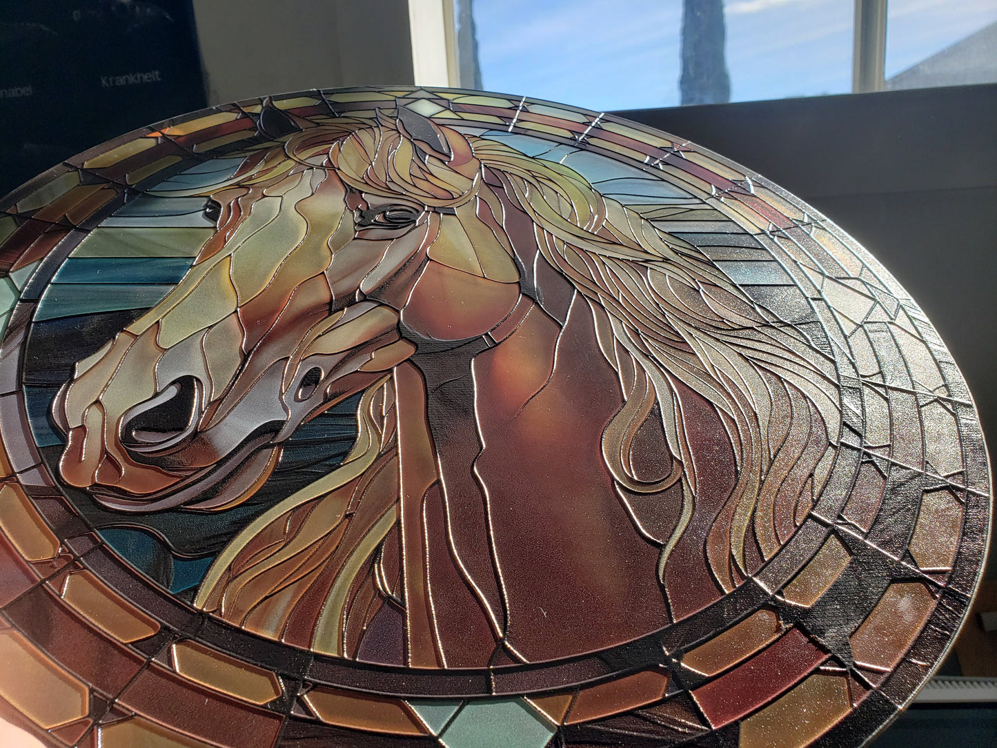 Palomino Horse: Stained Glass Style Window Hanging