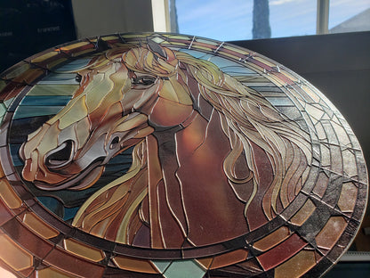 Palomino Horse: Stained Glass Style Window Hanging