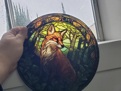 Forest Fox #4: Stained Glass Style Window Hanging