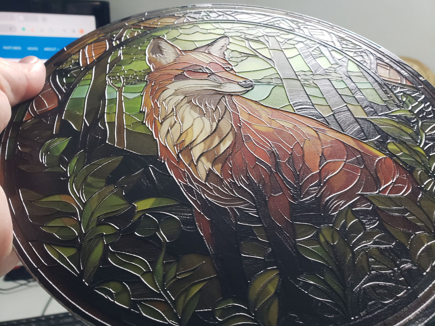 Forest Fox #4: Stained Glass Style Window Hanging