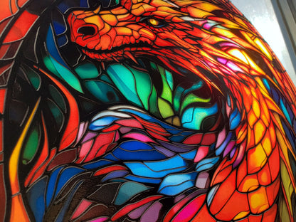 Rainbow Dragon: Stained Glass Style Window Hanging
