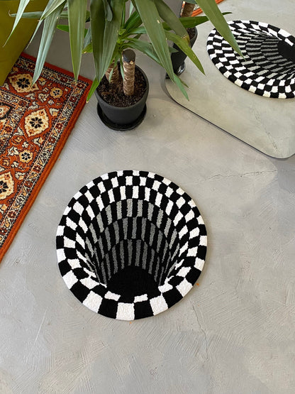 Black Hole 3D Area Rug, Optical Illusion Decor, Abstract Rug Gift, Сheckerboard Tufted Rug, Living room floor mat, Bedroom Rug, Gift For Him