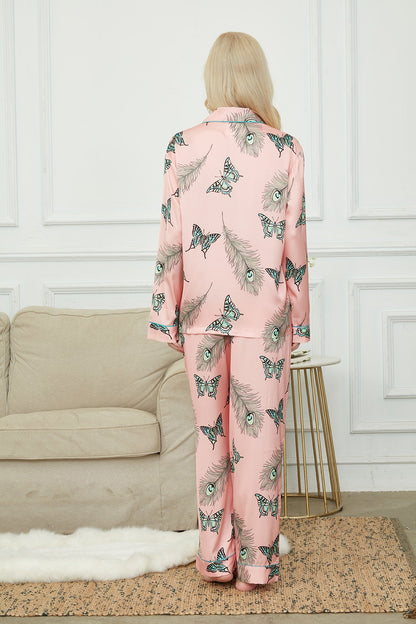 Satin Pajama Set For Women, Bride And Bridesmaids Pajama, Butterflies In The Backyard ,Soft Silky Polyester, Gift For Her