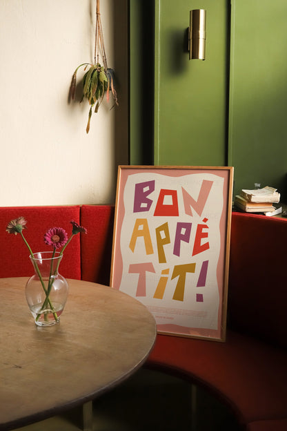 Bon Appetit Poster, Kitchen Poster, Kitchen Decor, Kitchen Art, Home Decor, Coffee Print, Lets Eat Print, Food Poster, Yes Chef