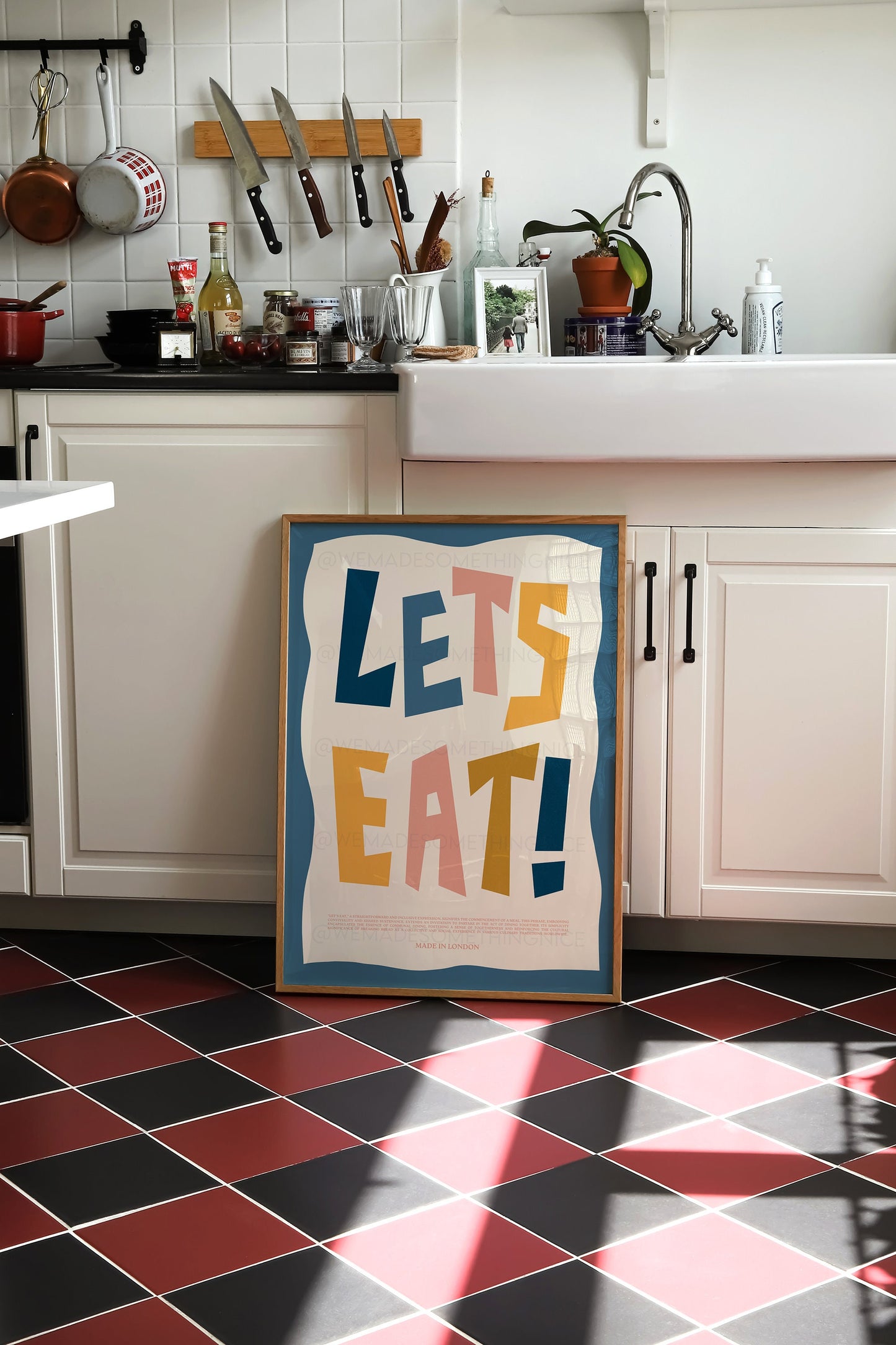 Let's Eat Poster, Kitchen Art, Kitchen Poster, Yes Chef Print, Retro Wall Art, Kitchen Decor, Kitchen Art, Home Decor