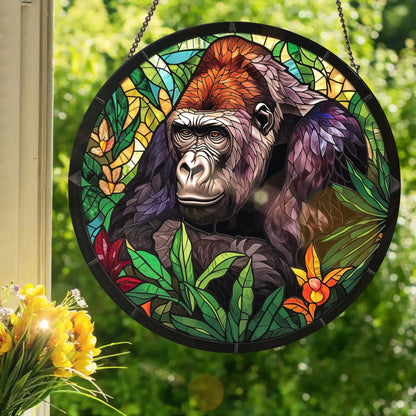 Silverback Gorilla: Stained Glass Style Window Hanging