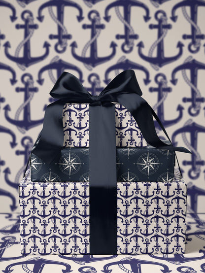 Anchor Gift Wrap Roll Nautical Birthday Party Coast Guard Gift Idea Nautical Wedding Gift US Navy Gift for Men Decoupage Paper Gift Wrap Dad