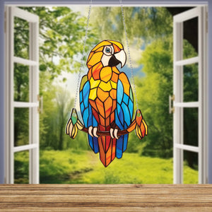 Acrylic Parrot Window Decor, Colorful Bird Window Hanging, Handcrafted Birthday Gift for Mom, Unique Bird Lovers, Home Decor, Animal Lover.