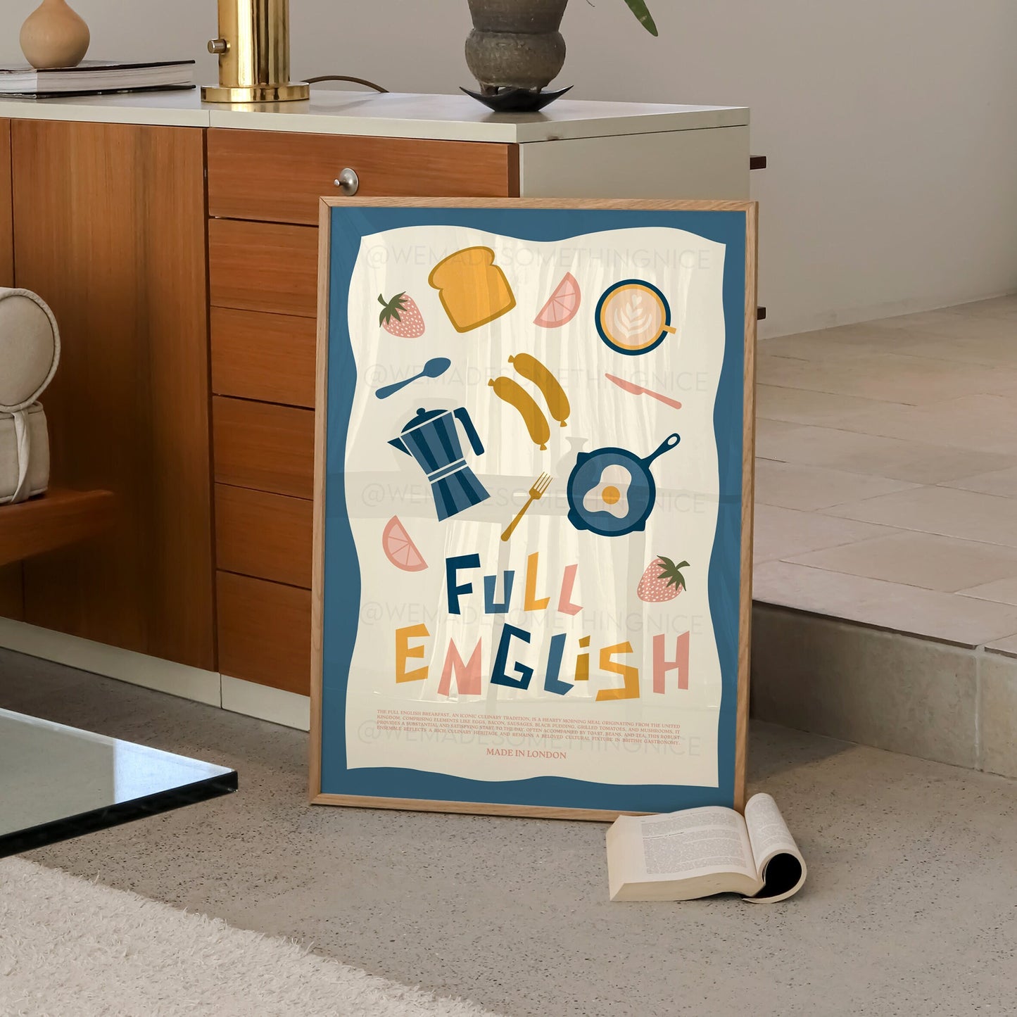 Full English Breakfast Poster, Kitchen Art, Kitchen Poster, Kitchen Print, Trendy Wall Art, Retro Print, Coffee Print