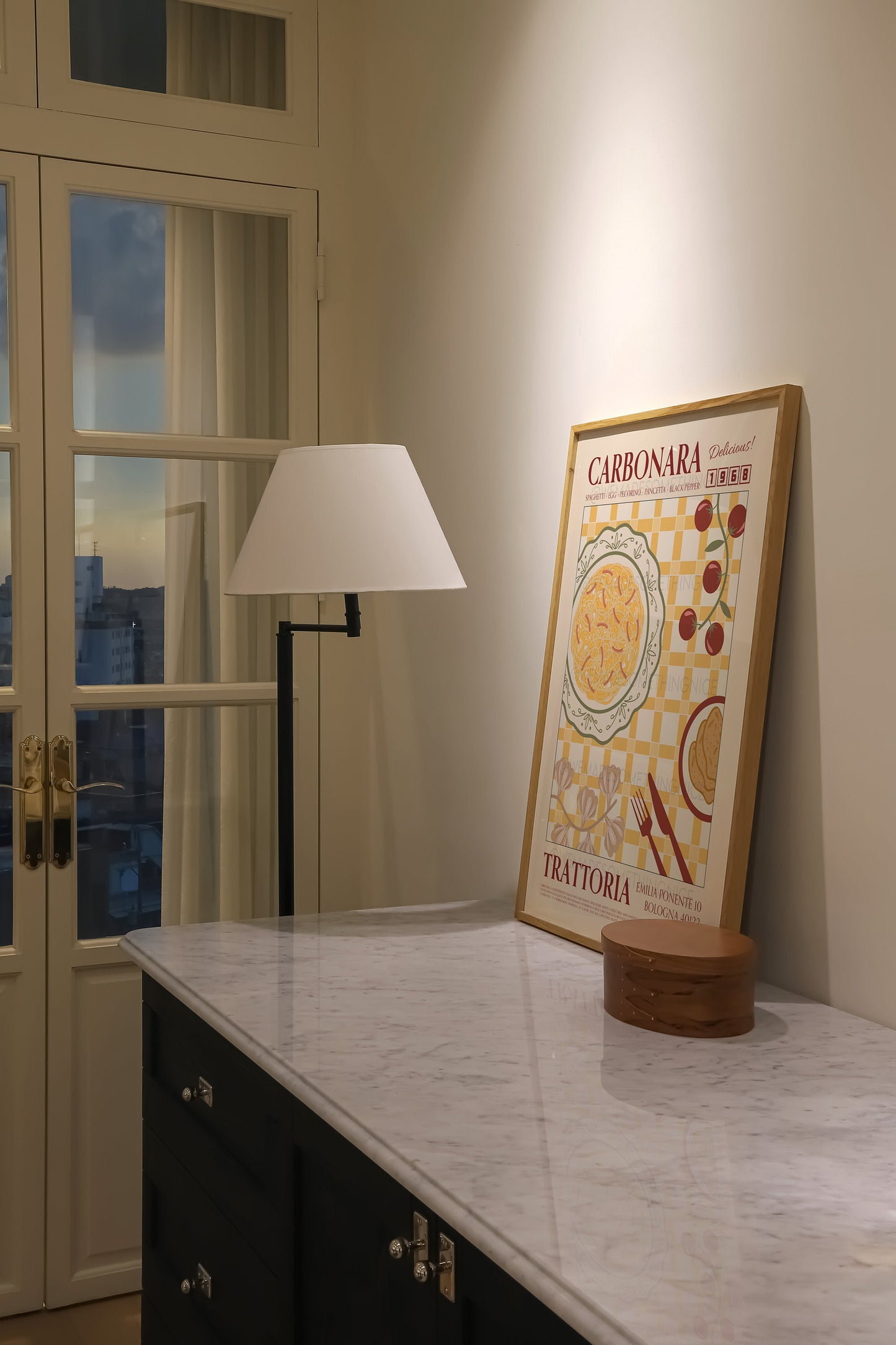 Carbonara Poster, Pasta Poster, Kitchen Poster, Kitchen Print, Retro Poster, Modern Kitchen Decor, Retro Wall Art, Wine Art