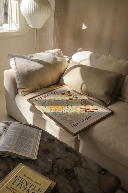 Carbonara Poster, Pasta Poster, Kitchen Poster, Kitchen Print, Retro Poster, Modern Kitchen Decor, Retro Wall Art, Wine Art