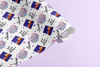 Personalised Valentines Gift Wrap, Wrapping Paper, Birthday, Your Name, Customised, Wedding, Party, Paper, Your Age, Anniversary, Recycle