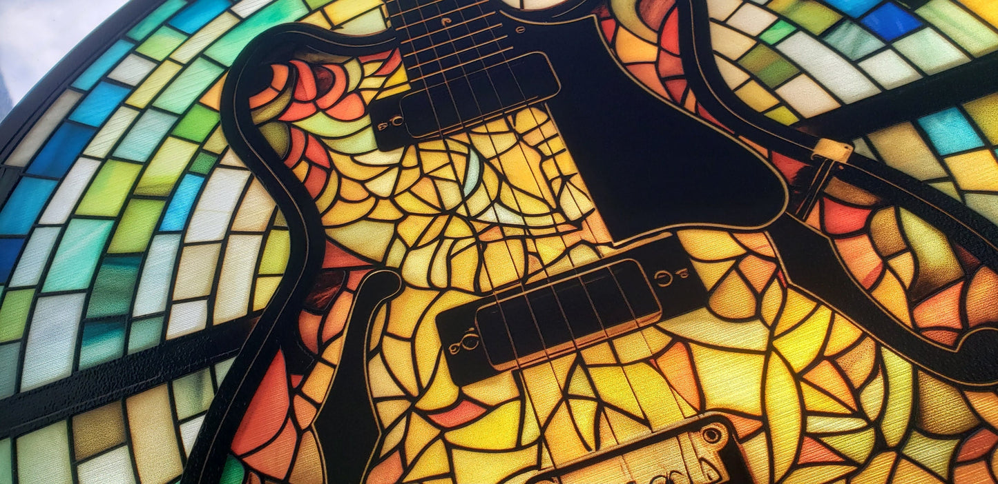 Guitar #1: Stained Glass Style Window Hanging